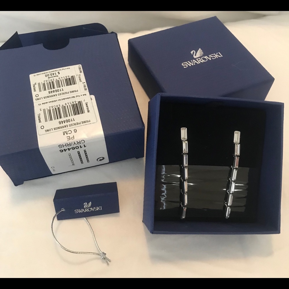 Swarovski clear crystal post back dangle earrings